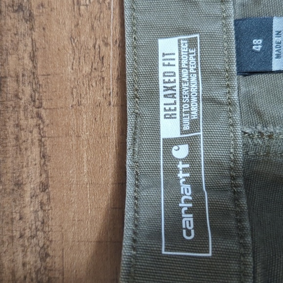 Carhartt Rugged Flex Relaxed Fit Canvas Work Shorts Size 48x9" in Olive Green - Picture 3 of 7